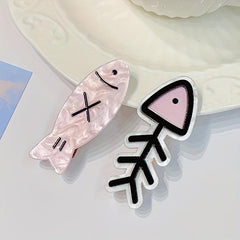 2pcs Cartoon Hair Clip Fishbone Pattern Duck Billed Clip Sweet Hair Clip