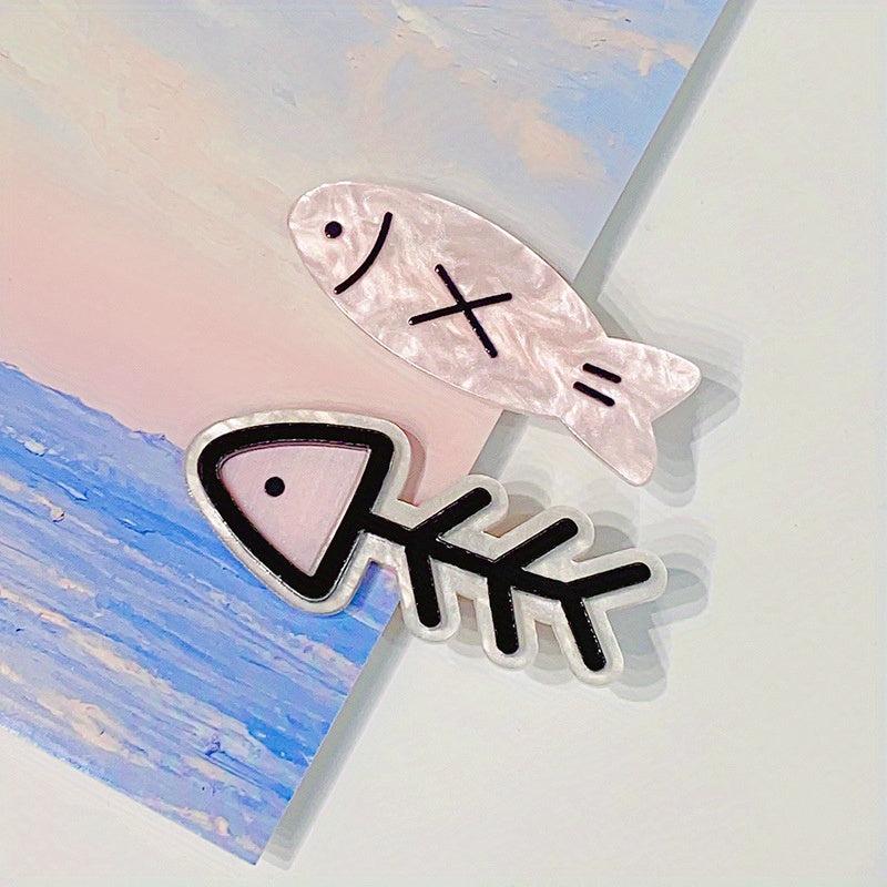 2pcs Cartoon Hair Clip Fishbone Pattern Duck Billed Clip Sweet Hair Clip