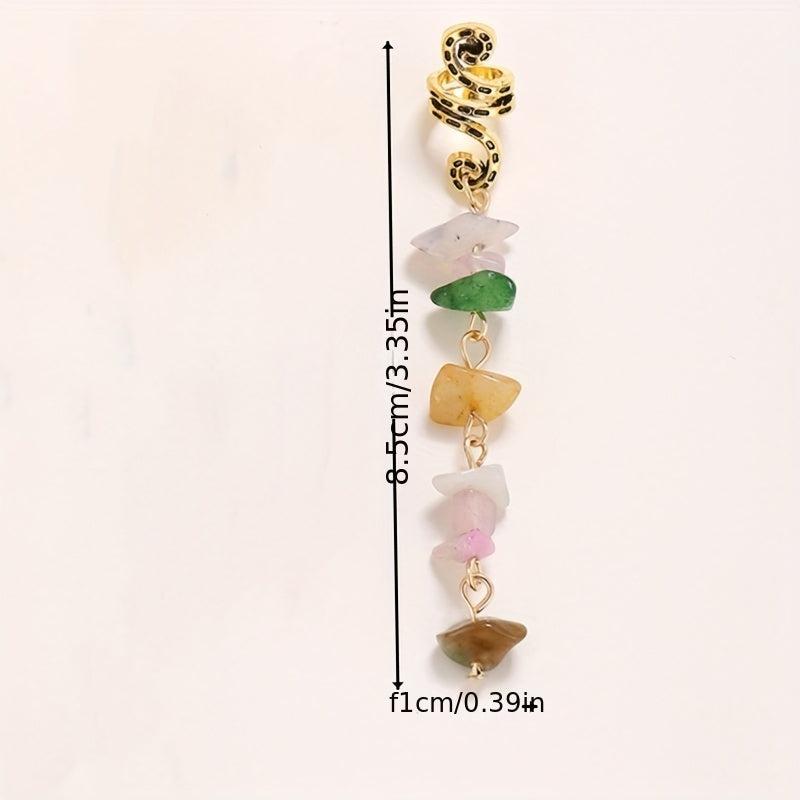 Braided Hair Ring Stone Pendant Hair Buckle Vintage Hair Clip Y2K