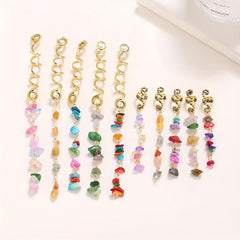 Braided Hair Ring Stone Pendant Hair Buckle Vintage Hair Clip Y2K