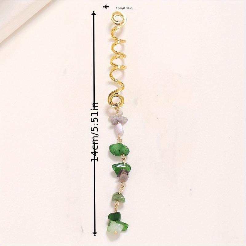 Braided Hair Ring Stone Pendant Hair Buckle Vintage Hair Clip Y2K