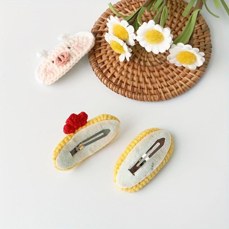 Crochet Animal Hair Clip Cartoon Snap Clip Barrette Summer Hair Slides