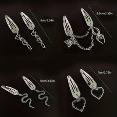 Y2K Punk Silvery Snap Clip Metal Hair Clip