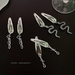 Y2K Punk Silvery Snap Clip Metal Hair Clip