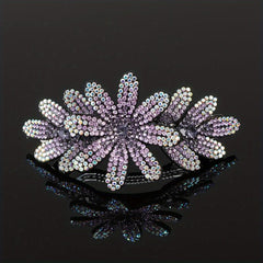 Vintage Flower & Rhinestone Hair Clip Barrette