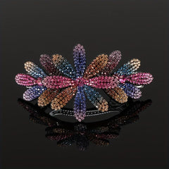 Vintage Flower & Rhinestone Hair Clip Barrette