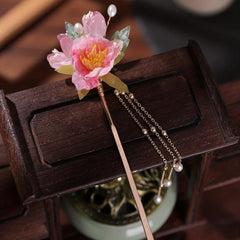 Chinese Style Hair Pin Flower Hair Stick With Pendant