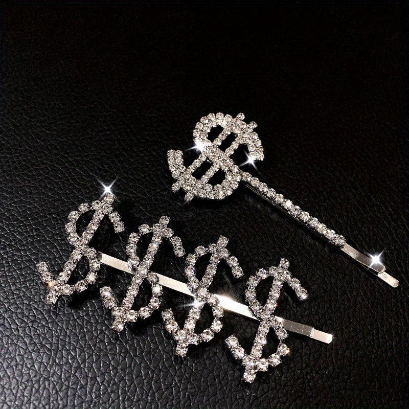 Y2K Alloy Hairpin Rhinestone Dollar Sign Hairpin For Women Girls