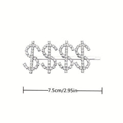 Y2K Alloy Hairpin Rhinestone Dollar Sign Hairpin For Women Girls