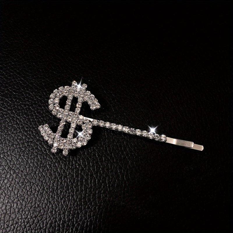Y2K Alloy Hairpin Rhinestone Dollar Sign Hairpin For Women Girls