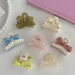 Ribbon Bow Hair Clip Jelly Hair Claw Ponytail Holder
