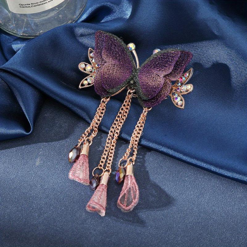 Glitter Butterfly Hair Claw Clip Rhinestone Tassel Banana Clip