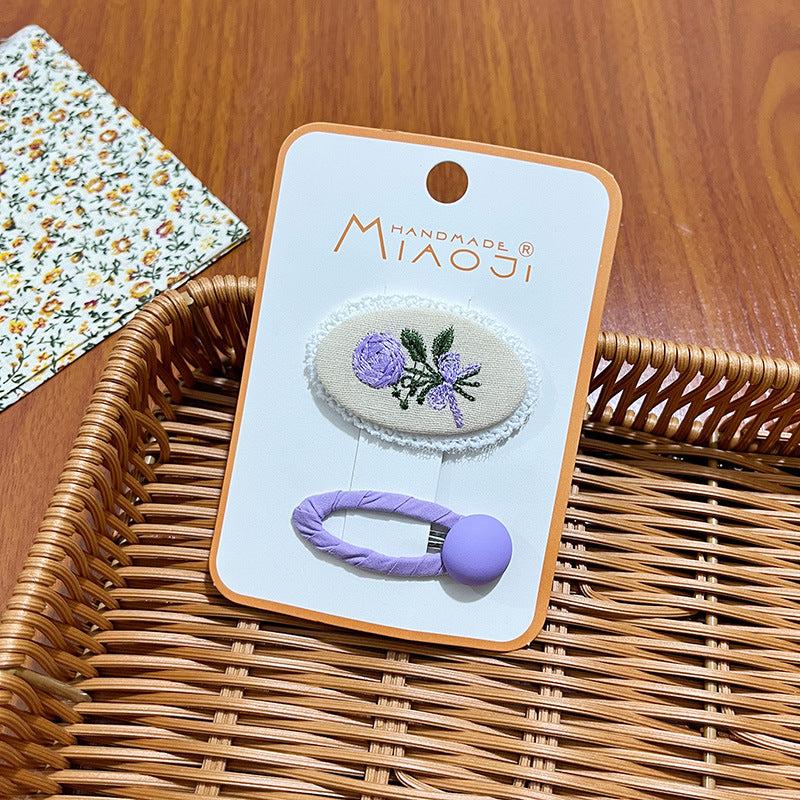 2pcs Colorful Floral Printed Hair Clip for Women Girls Baby Hair Bang