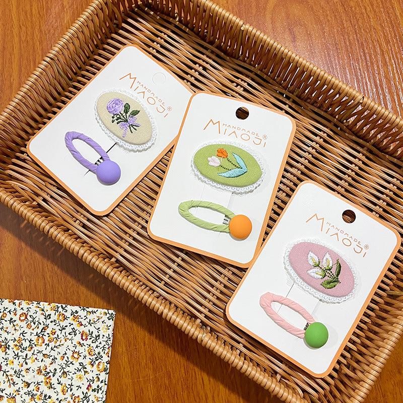 2pcs Colorful Floral Printed Hair Clip for Women Girls Baby Hair Bang