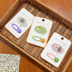 2pcs Colorful Floral Printed Hair Clip for Women Girls Baby Hair Bang