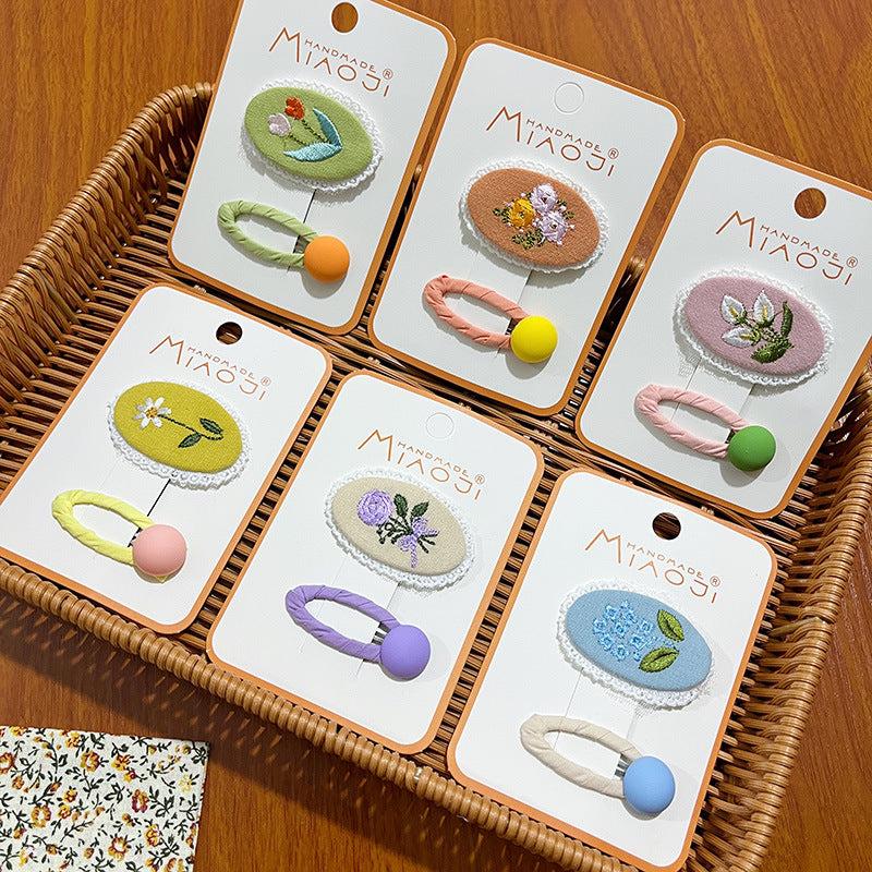 2pcs Colorful Floral Printed Hair Clip for Women Girls Baby Hair Bang