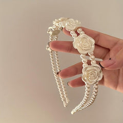 2pcs Retro Rose Faux Pearl Hairband Women's Hair Hoop Hair Accessories