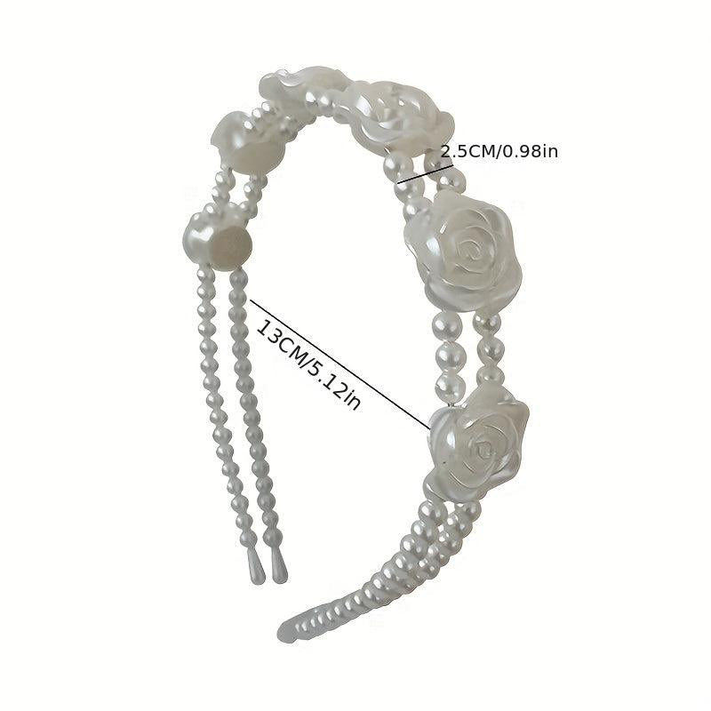 2pcs Retro Rose Faux Pearl Hairband Women's Hair Hoop Hair Accessories