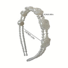 2pcs Retro Rose Faux Pearl Hairband Women's Hair Hoop Hair Accessories