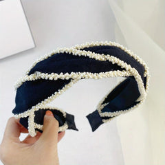 Cross Knotted Beaded Headband Style Bow Headdress Twist Hair Band