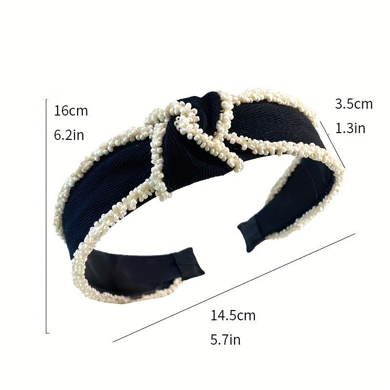 Cross Knotted Beaded Headband Style Bow Headdress Twist Hair Band