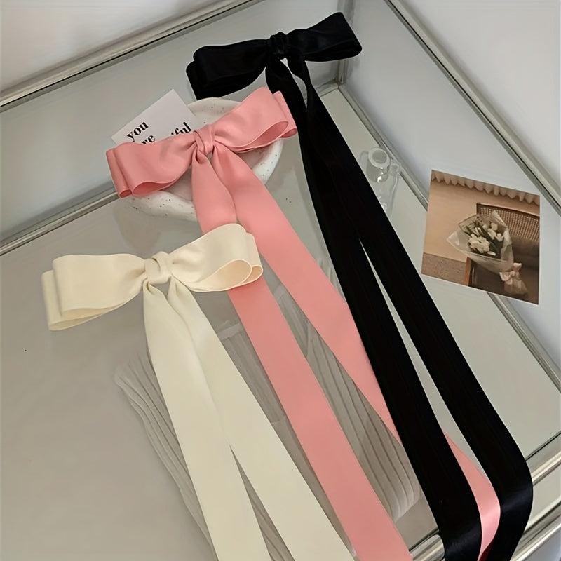 Long Streamer Bowknot Hair Clip Satin Bowknot Back Head Hair Clip
