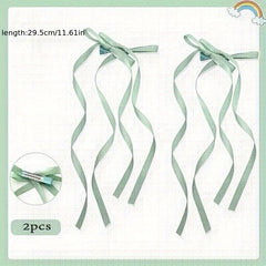 Y2K Long Ribbon Bowknot Hair Clip For Women