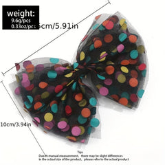 Colorful Dot Decor Bow Hair Clip Sweet Mesh Bowknot Hair Clip