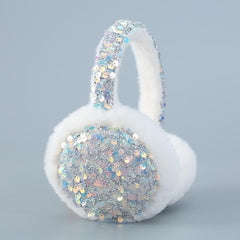 Sequin Winter Earmuffs Fluffy Faux Fur Ear Warmers for Women