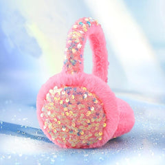 Sequin Winter Earmuffs Fluffy Faux Fur Ear Warmers for Women