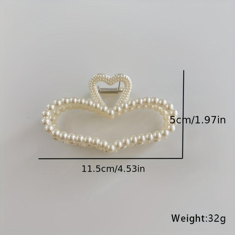 Faux Pearl Hair Claw Head Jewelry Shark Claw Ponytail Holder Hair Accessories