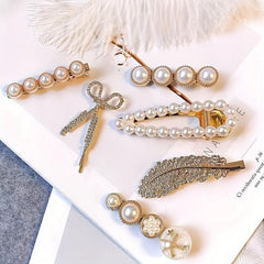 6pcs Rhinestone Pearl Hair Clip Bobby Pin Set Women's Head Jewelry