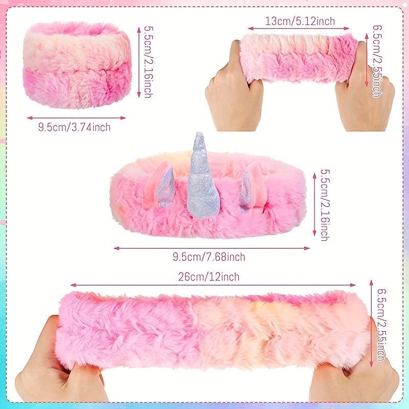 Halloween Tie Dyed Unicorn Skincare Set Stretchy Headband Plush Wristband