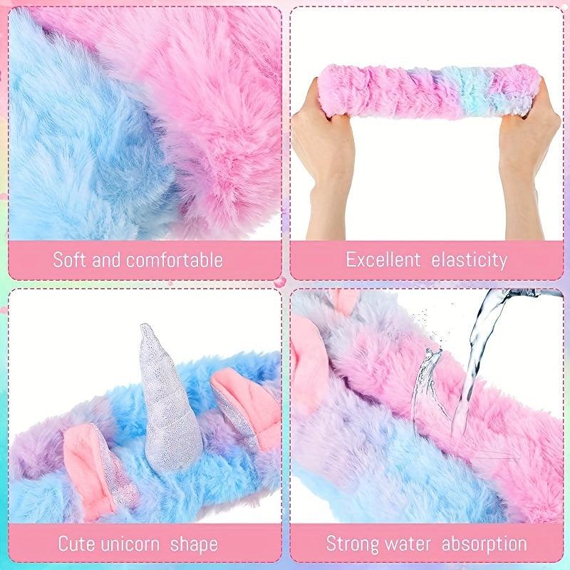 Halloween Tie Dyed Unicorn Skincare Set Stretchy Headband Plush Wristband