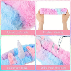 Halloween Tie Dyed Unicorn Skincare Set Stretchy Headband Plush Wristband