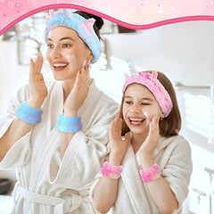 Halloween Tie Dyed Unicorn Skincare Set Stretchy Headband Plush Wristband
