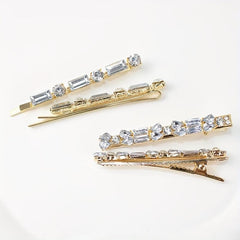 4pcs Rhinestone Hairpin Long Hair Clip for Women Girls