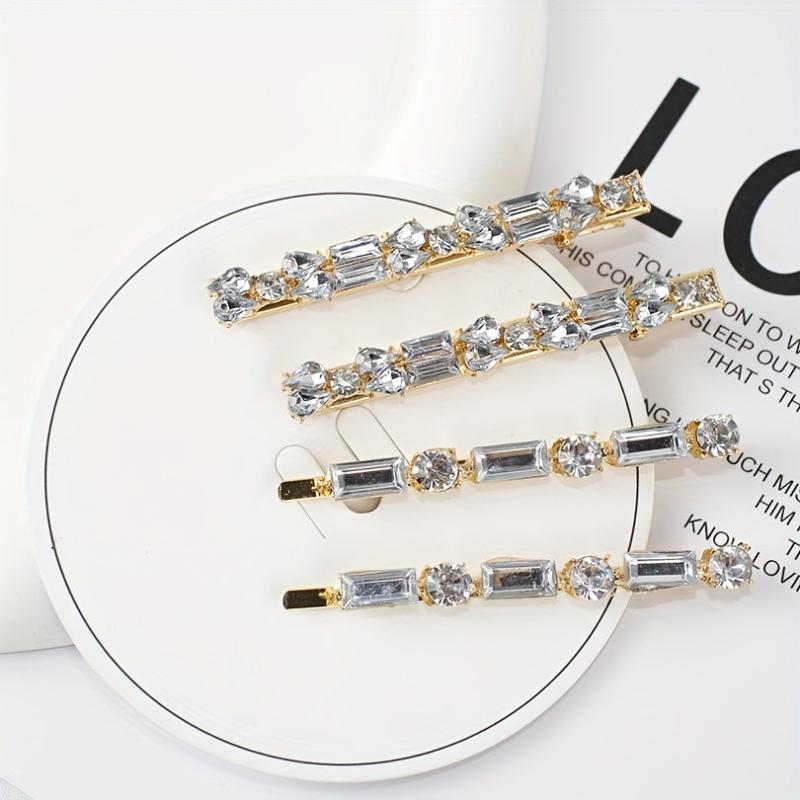 4pcs Rhinestone Hairpin Long Hair Clip for Women Girls