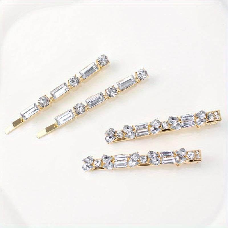 4pcs Rhinestone Hairpin Long Hair Clip for Women Girls