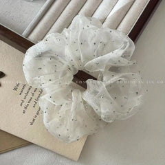 Rhinestone Organza Scrunchies Hair Tie Ponytail Holder Hair Accessories