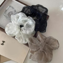 Rhinestone Organza Scrunchies Hair Tie Ponytail Holder Hair Accessories