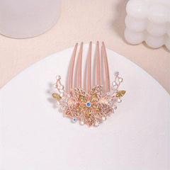 Crystal Rhinestones Hair Clip Faux Pearl Metal Hair Side Combs Bun Hairp