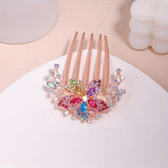 Crystal Rhinestones Hair Clip Faux Pearl Metal Hair Side Combs Bun Hairp