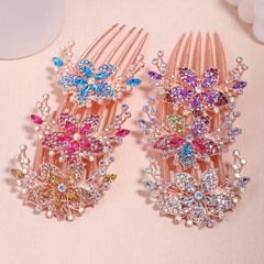 Crystal Rhinestones Hair Clip Faux Pearl Metal Hair Side Combs Bun Hairp