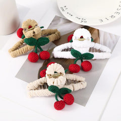 Strawberry Plush Hair Claw Clips Fruit Cherry Hairpin Barrettes