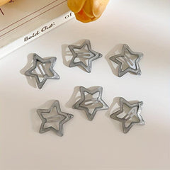 6pcs Y2k Style Hair Clip Pentagram Shape Girls Side Bangs Headwear