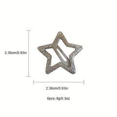 6pcs Y2k Style Hair Clip Pentagram Shape Girls Side Bangs Headwear