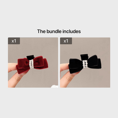 Vintage Velvet Bow Hair Claw Clips Bow Hair Barrettes