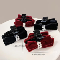 Vintage Velvet Bow Hair Claw Clips Bow Hair Barrettes