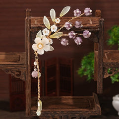 Tassel Flower Pearl Hair Clip Vintage Metal Cheongsam Hair Access